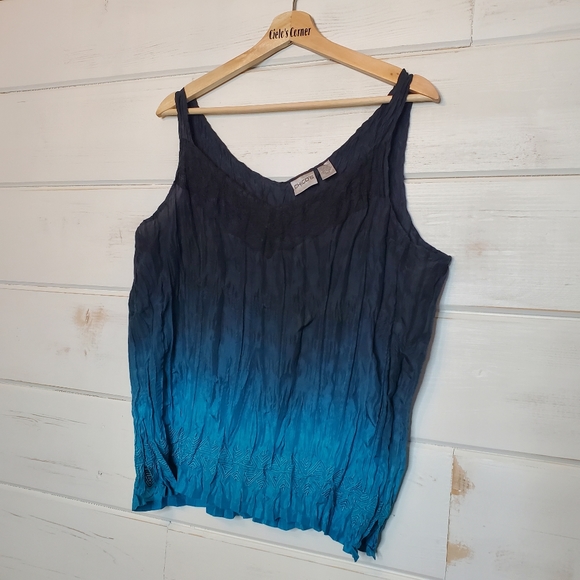Chico's Blue Ombre 100% Silk Tank Size 3 - Picture 4 of 11